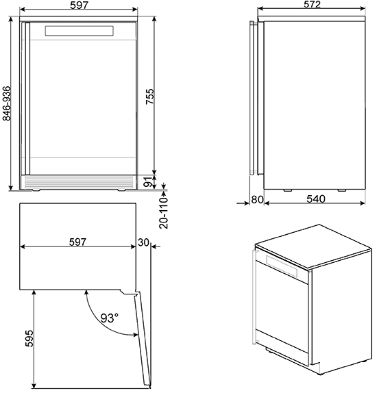 Схема встраивания Smeg CVF338XS