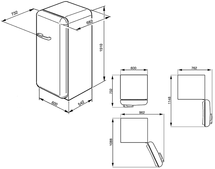 Схема встраивания Smeg FAB28RBV3
