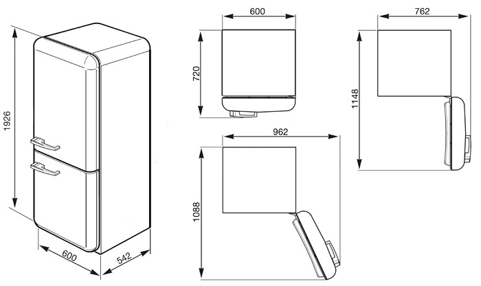 Схема встраивания Smeg FAB32LPN1