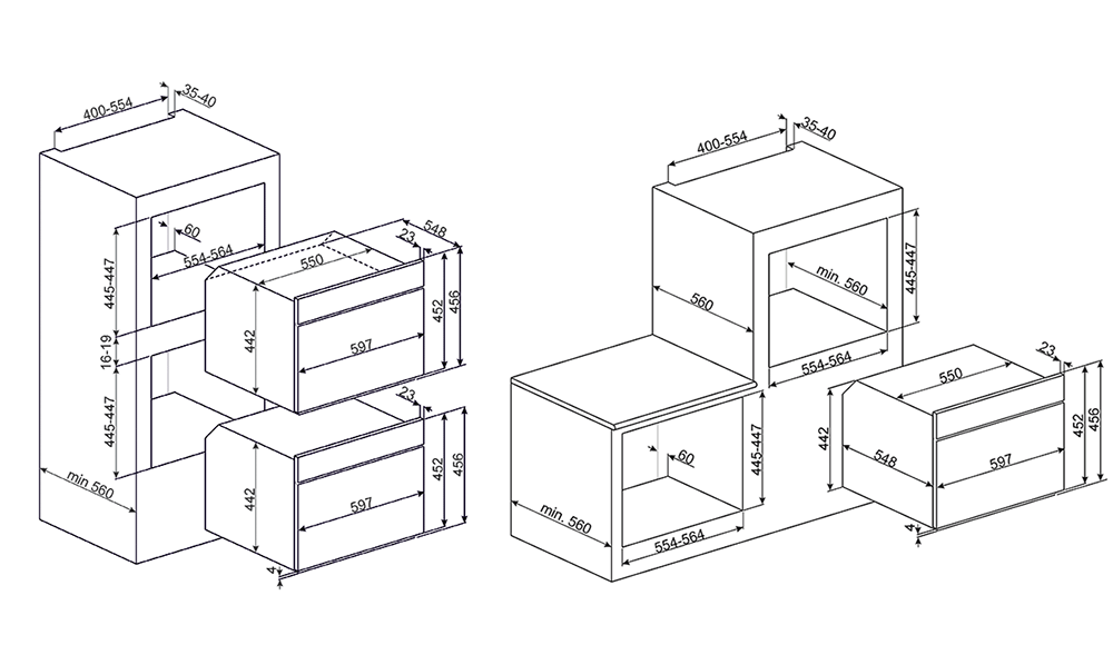Схема встраивания Smeg SFP4102PZS
