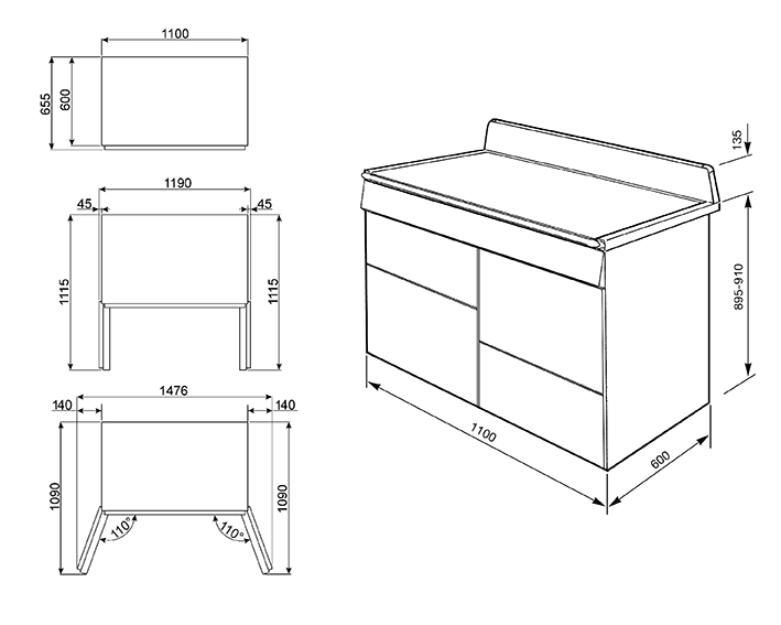Схема встраивания Smeg TR4110RO