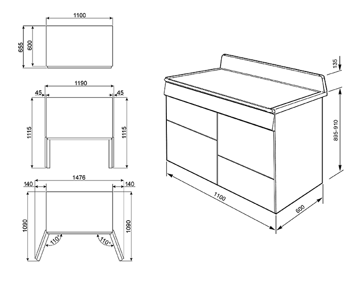 Схема встраивания Smeg TR4110X