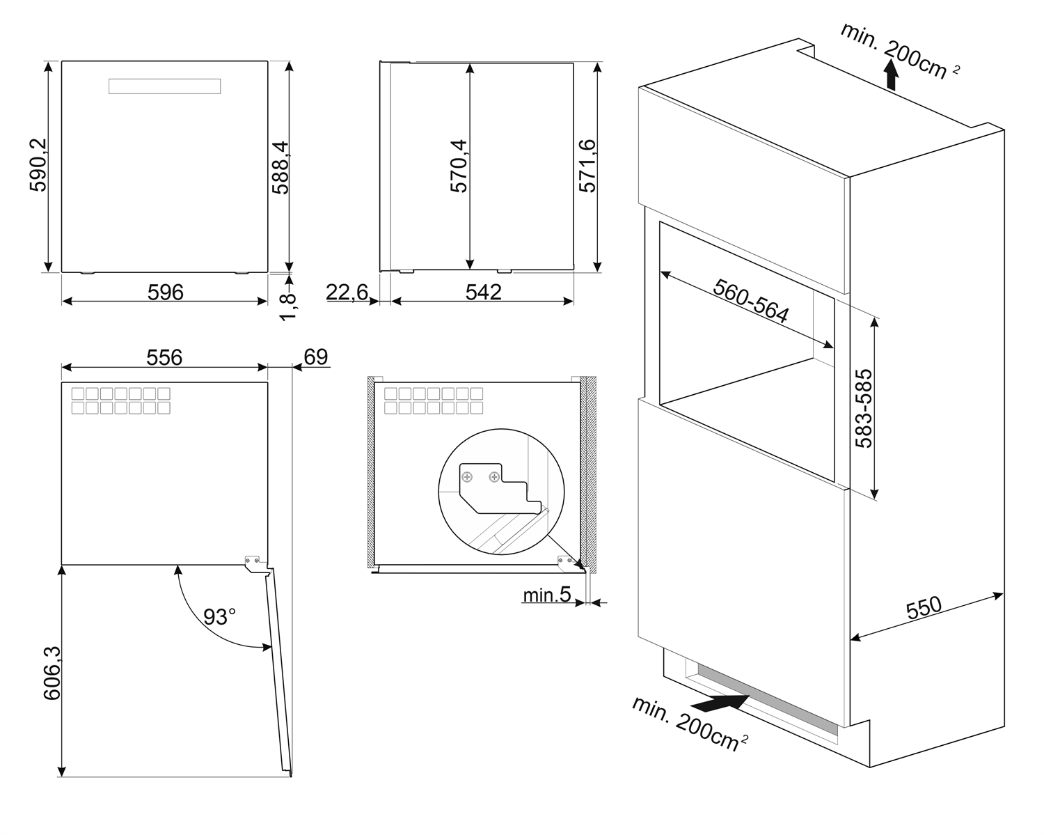 Схема встраивания Smeg CVI129B3