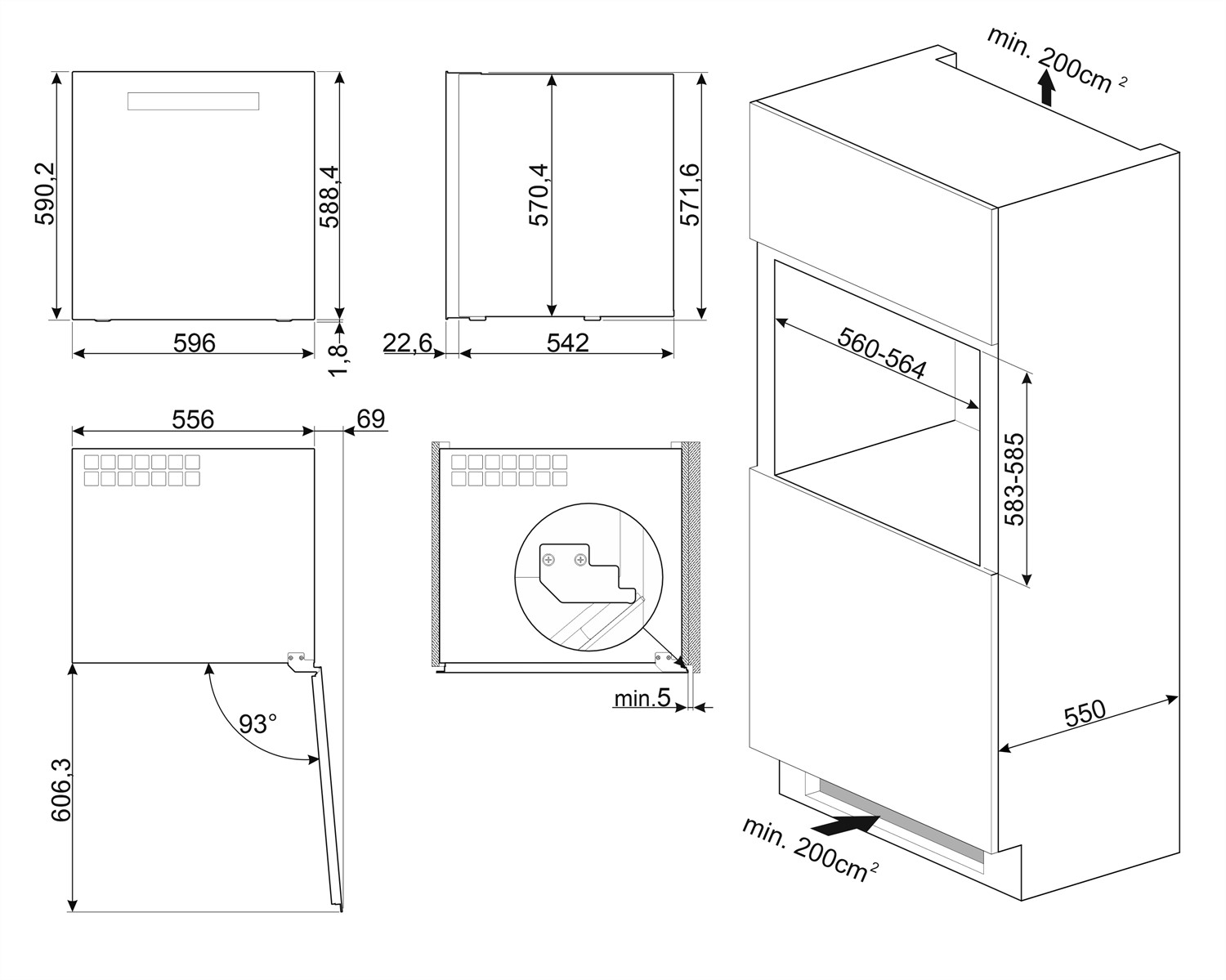 Схема встраивания Smeg CVI329X3