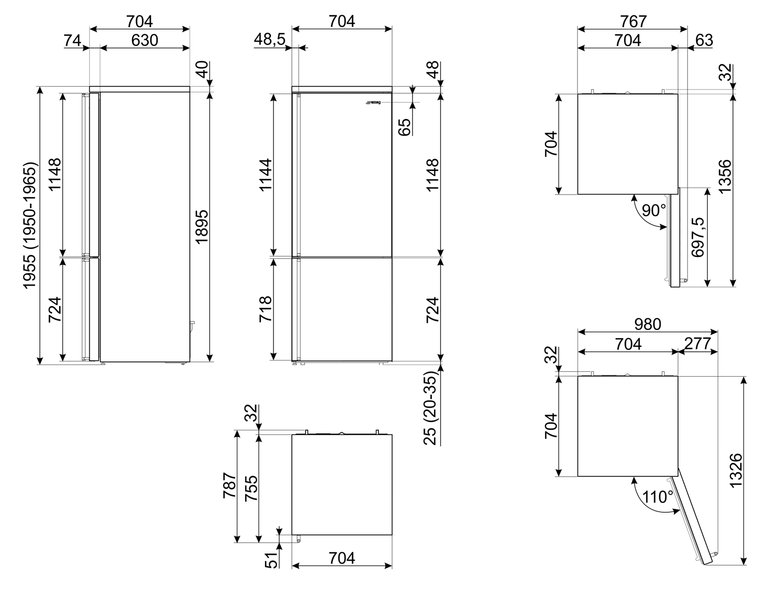 Схема встраивания Smeg FA3905RX5