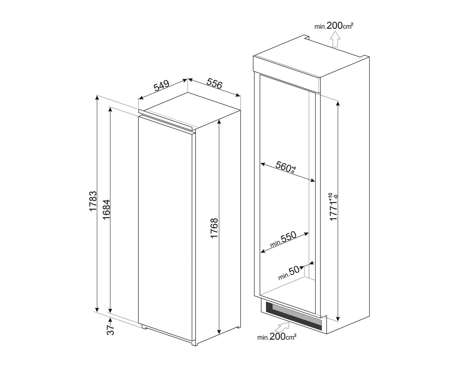 Схема встраивания Smeg S8L174D3E